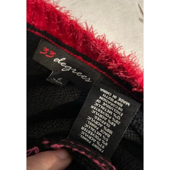 Ugly Christmas Sweater Cardigan Black Pink Flamingo SZ LG 33 Degrees Costume - Picture 8 of 12